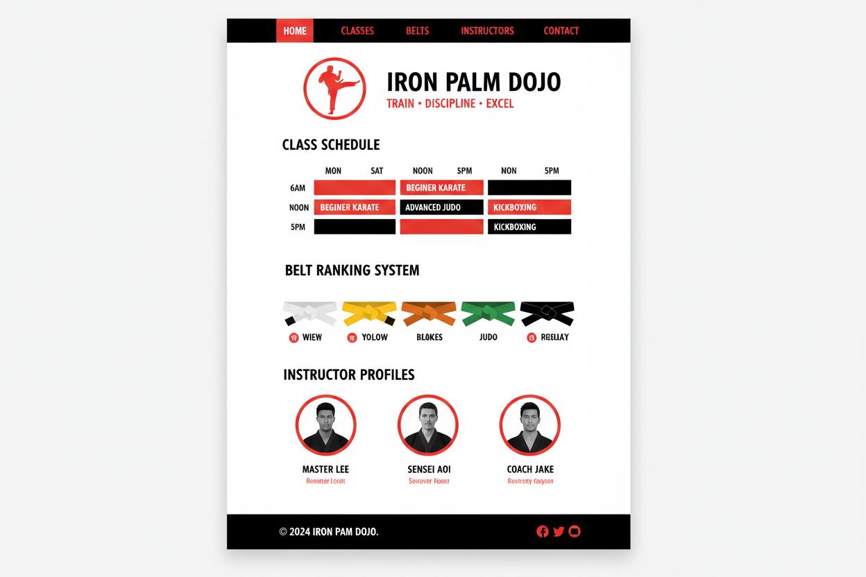 Vechtsport Dojo WordPress thema preview