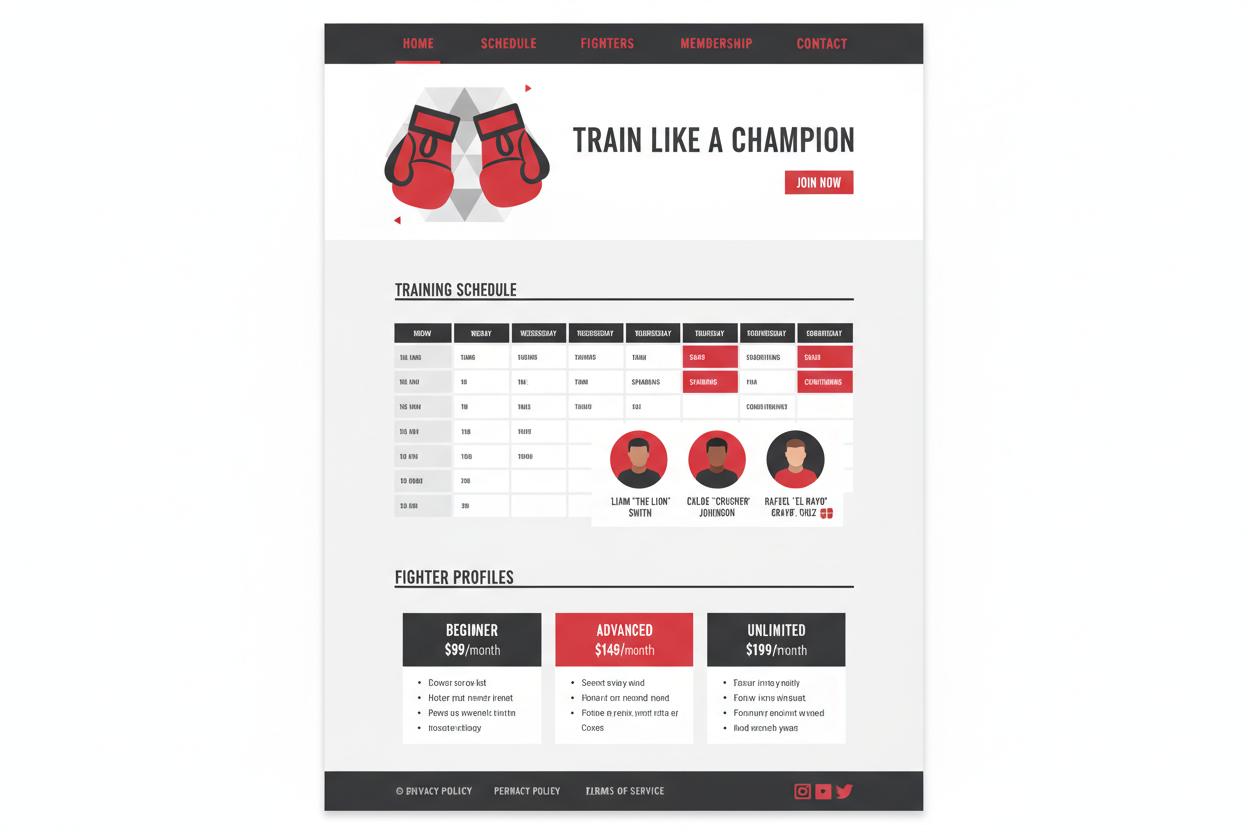 Boksschool WordPress thema preview