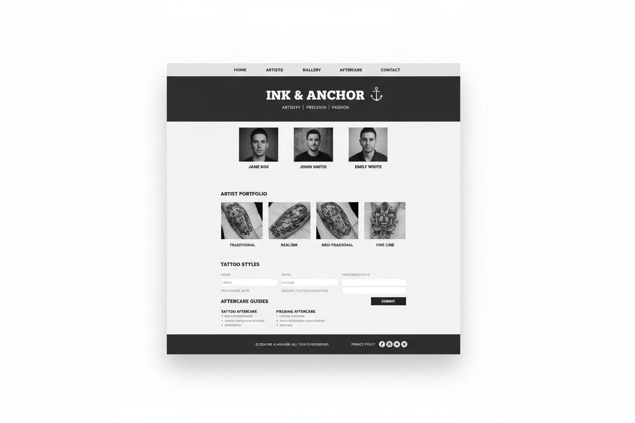 Tattoo Shop WordPress thema preview